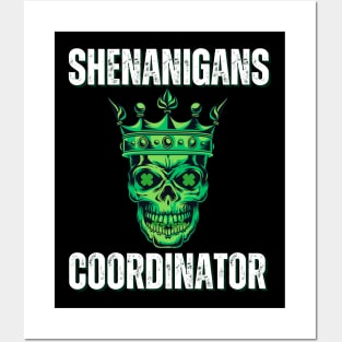 Shenanigans Coordinator - Green Skull Wearing A Crown Posters and Art